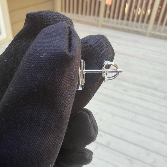 New Moissanite Screw Back Earrings 1.08CT, 18K White Gold Plated Sterling Silver - Picture 14 of 17